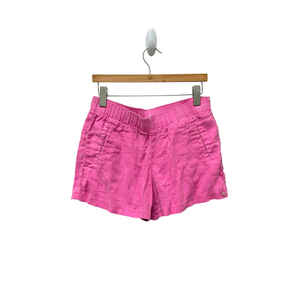 Lilly Pulitzer Pink 100% Linen Pull On Shorts Womens Medium Hot Pink - Picture 3 of 9
